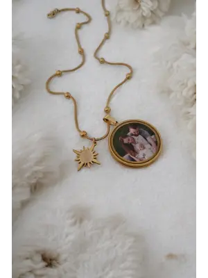 Çift Fotoğraflı Anı Kolyesi Dorika Zincir