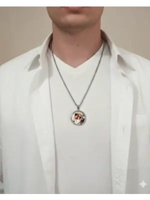 Çift Fotoğraflı Burgu Zincir Anı Kolyesi Erkek