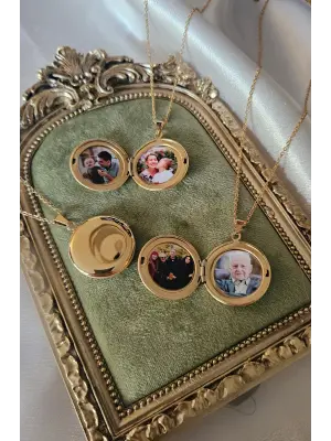 Kapaklı çelik kolye çift fotoğraflı