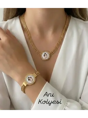 Anı kolyesi seti hasır model detaylı