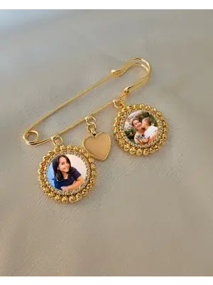 Anı İğnesi Çift Fotoğraflı