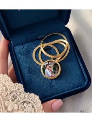 Çift Fotoğraflı Anı Kolyesi İtalyan Zincir Gold