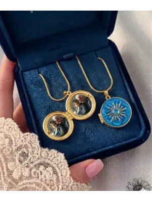 Mavi Güneş Anı Kolyesi Fotoğraflı