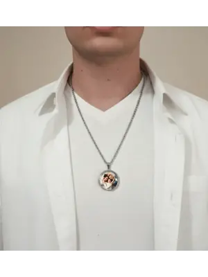 Çift Fotoğraflı Burgu Zincir Anı Kolyesi Erkek