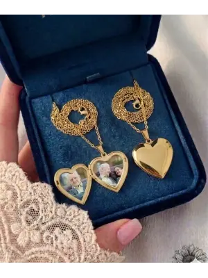 Kalpli Anı Kolyesi Fotoğraflı