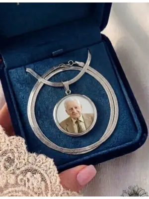 Fotoğraflı Kolye İtalyan Zincir Gümüş Renk