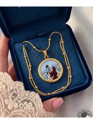 Dorika Anı Kolyesi Cift fotoğraflı