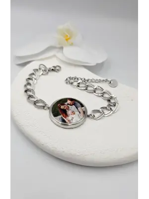 Anı Bileklik Gümüş Renk Çelik