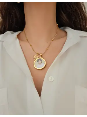 Anı Kolyesi Dorika Zincir Güneş Detaylı