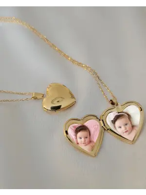 Kalpli Anı Kolyesi Fotoğraflı