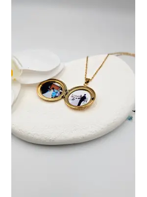 Kapaklı çelik kolye çift fotoğraflı