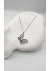 Kelebek gümüş renk Çelik kolye
