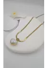 Çelik kalp sedef kolye