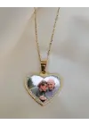 Kalp Taşlı Anı Kolyesi taşlı Model