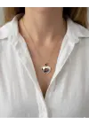 Kalp Taşlı Anı Kolyesi taşlı Model