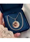 Fotoğraflı Kolye Gümüş Renk Çift Fotoğraflı