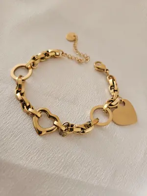 Çelik Kalp Zincir Bileklik