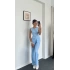 Broşlu Bluz - Pantolon 2li Takım Mavi