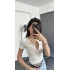 Çıtçıt Yaka Kısa Kollu Bluz Beyaz