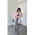 Çizgi Desen Oversize Teddy Gömlek Pembe