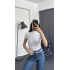 Dik Yakalı Basic Kısa Kollu Tişört Beyaz