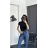 Dik Yakalı Basic Kısa Kollu Tişört Siyah