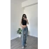 Halter Yaka Nakış Detay Crop Siyah