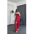 Kelebek Büzgülü Crop - Pantolon 2’li Takım Kırmızı