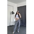 Kemer Arka Detay Baggy Jean Gri