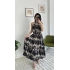Latona Halter Yaka Uzun Batik Elbise Siyah