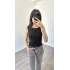 Louisa Düğmeli Bürümcük Bluz Siyah