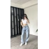 Oyster Yan Çift Kemer Baggy Jean Buz Mavi