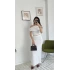 Poena Premium Saten Bluz-Etek Takım Beyaz
