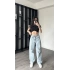 Westie Bel Tokalı Yırtık Baggy Jean Buz Mavi