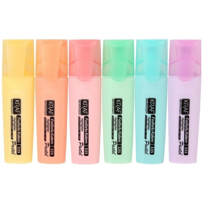 Kraf Fosforlu Kalem Seti - Pastel - 6lı