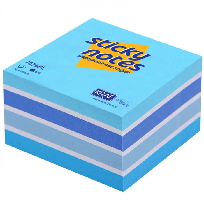 Kraf Yapışkanlı Not Kağıdı Küp 76*76 mm 400 yp Pastel Blue