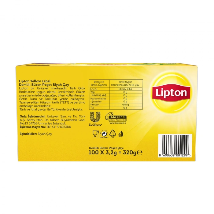 Lipton Yellow Label Demlik Poşet Çay - 100lü
