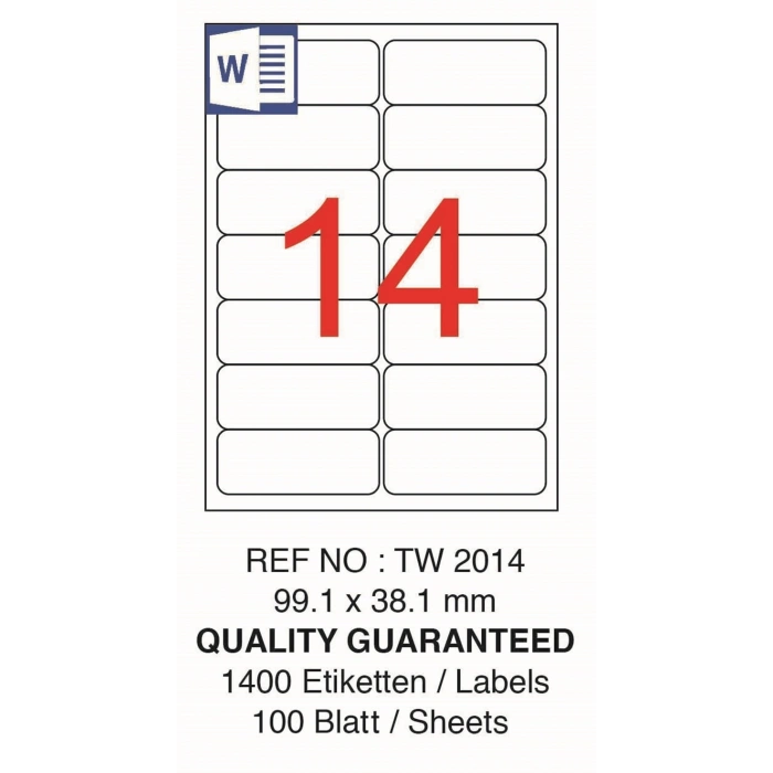TANEX LASER ETİKET TW-2014 99.1 X 38.1 MM ( 14 ) 100 LÜ
