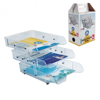 Ark 3 katlı Hareketli Evrak Rafı Şeffaf Plastik