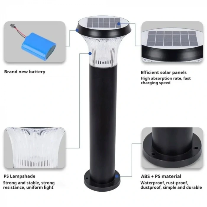 100W Solar Bahçe Armatürü ; Kumandalı ; 2000lm ; 6500K-4000K-3200K Seçmeli