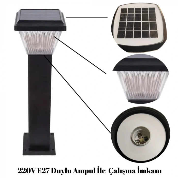 100W Solar Bahçe Armatürü ; Kumandalı ; 2000lm ; 6500K-4000K-3200K Seçmeli