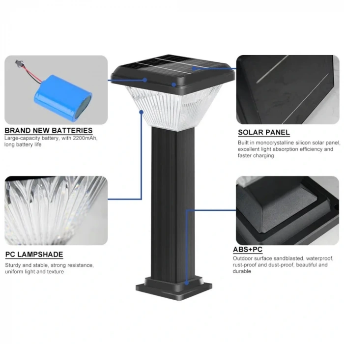 100W Solar Bahçe Armatürü ; Kumandalı ; 2000lm ; 6500K-4000K-3200K Seçmeli