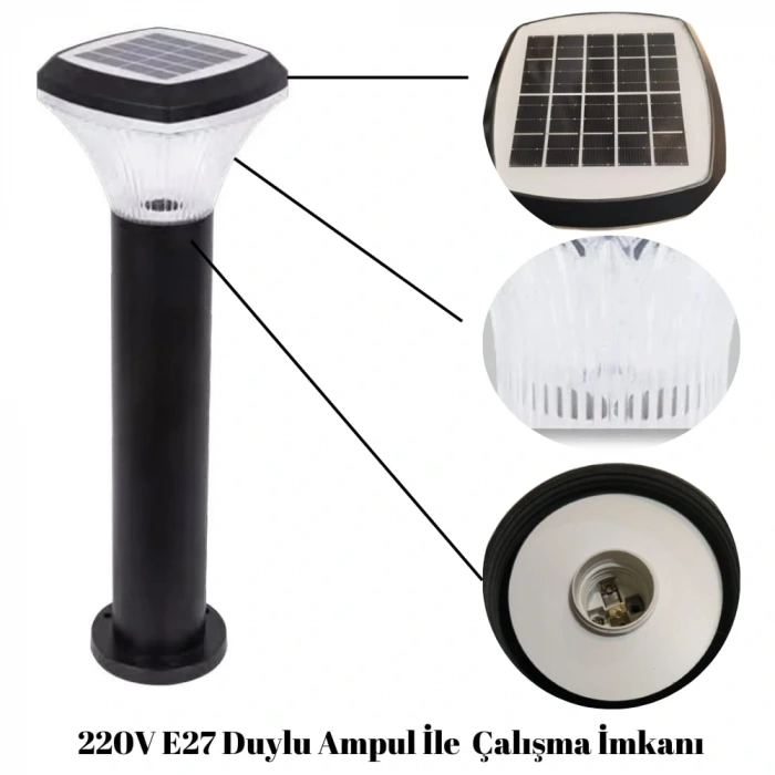 100W Solar Bahçe Armatürü ; Kumandalı ; 2000lm ; 6500K-4000K-3200K Seçmeli