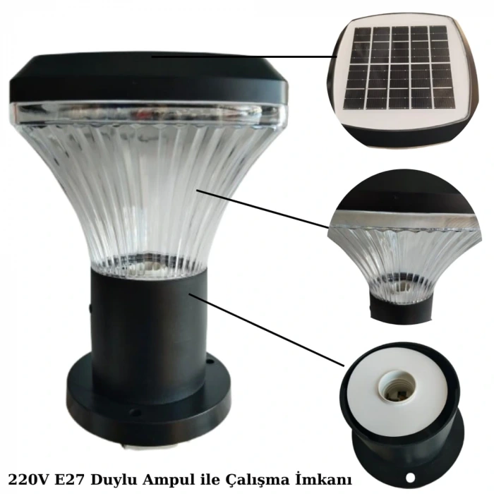 100W Solar Bahçe Armatürü ; Kumandalı ; 2000lm ; 6500K-4000K-3200K Seçmeli