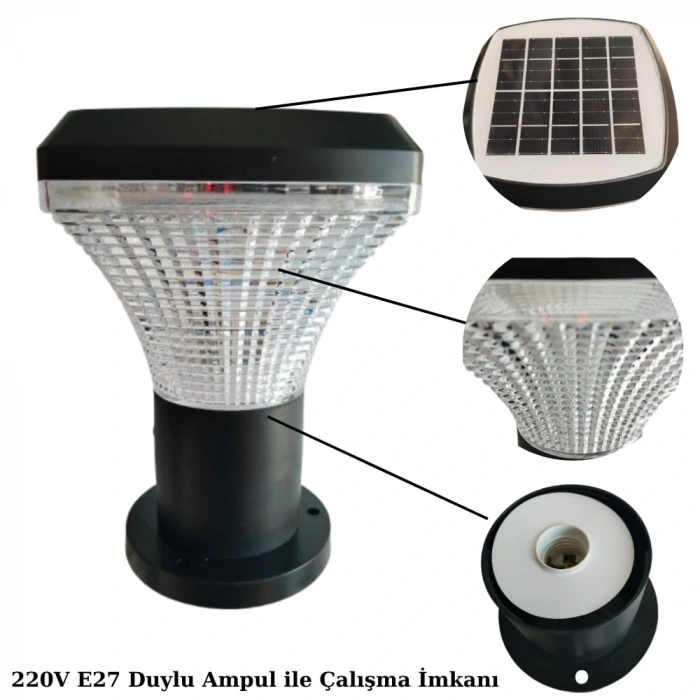 100W Solar Bahçe Armatürü ; Kumandalı ; 2000lm ; 6500K-4000K-3200K Seçmeli