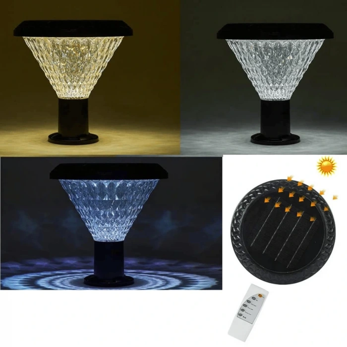 100W Solar Bahçe Armatürü ; Kumandalı ; 2400lm ; 6500K-4000K-3200K Seçmeli