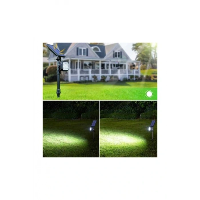 22W Solar Çim Armatürü ; 450lm-225lm ; 6500K-3200K-Yeşil