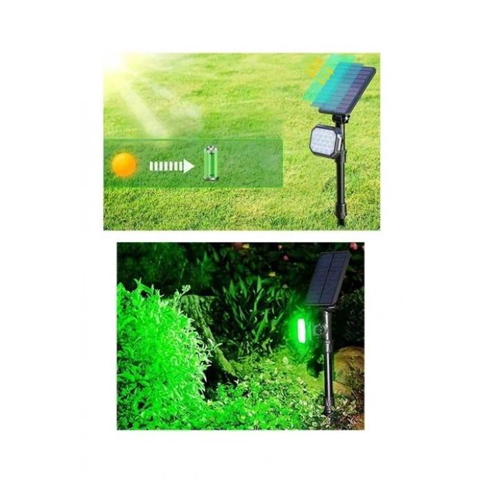 22W Solar Çim Armatürü ; 450lm-225lm ; 6500K-3200K-Yeşil