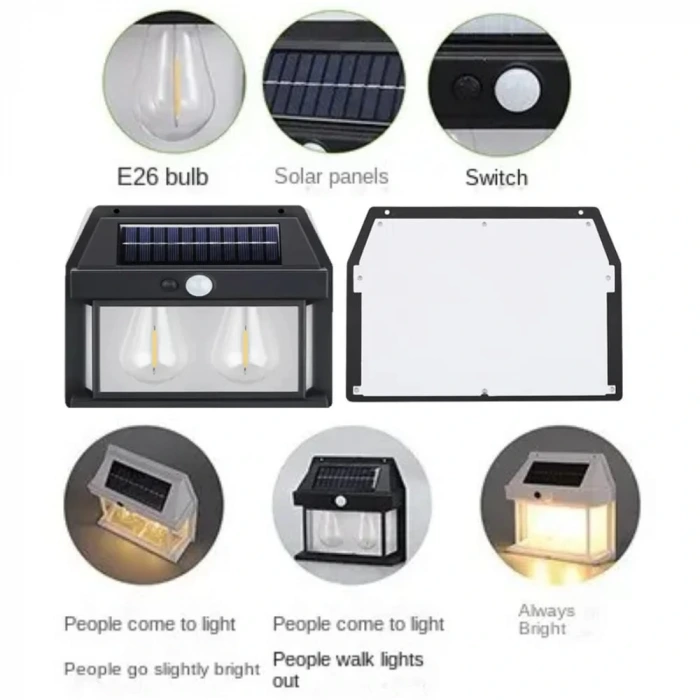 24W Solar Dekoratif Bahçe Armatürü ; Sensörlü ; 480lm ; 3200K
