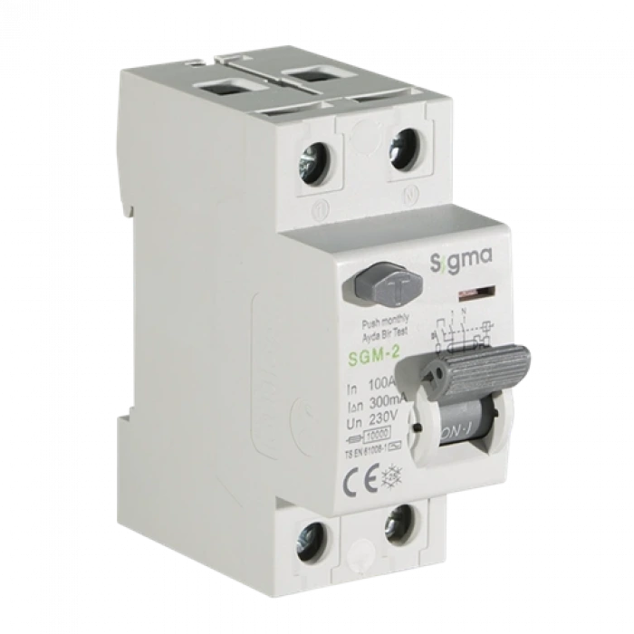 2x100A 300mA Kaçak Akım Koruma Şalteri (AC Tipi) ; 10kA